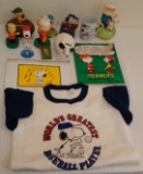 Vintage Peanuts Snoopy Charlie Brown Collectibles Lot Shirt Sankyo Music Box Statues & More Schultz