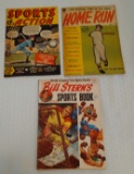 3 Vintage 1950s Baseball Comic Book Lot Musial Bill Stern Sports Action Home Run