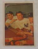 Vintage 1953 Bowman Color Baseball Card #44 Yankees Mantle Yogi Bauer Gorgeous w/ Tape Staining
