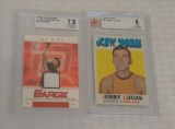 2 Beckett GRADED NBA Basketball HOF Card Lot 2004-05 GU Jersey Yao Ming 51/100 Jerry Lucas 1971-72