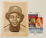 Bake McBride Autographed Signed 5x7 B/W Phillies Team Issue Card Photo 1970s JSA COA