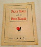 Vintage 1943 Lancaster Red Roses Baseball Complete Program Yearbook War Time WW2 Kell RCA Back Rare