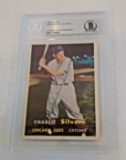 Vintage 1957 Topps Baseball #255 Charlie Silvera Autographed Signed BAS Beckett Slabbed