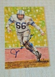 Joe Schmidt Lions Vintage Autographed Signed Goal Line Art Card NFL Football #'d COA GLAC