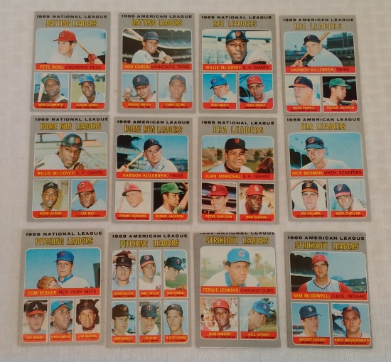 Complete Sub Set Vintage 1970 Topps All 12 Leader Card Lot Reggie Killebrew Seaver Aaron Clemente