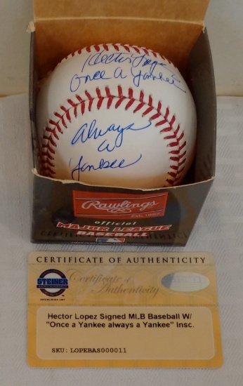 Hector Lopez Autographed Signed ROMLB Baseball Steiner COA Once A Yankee Always Rare Inscription MLB