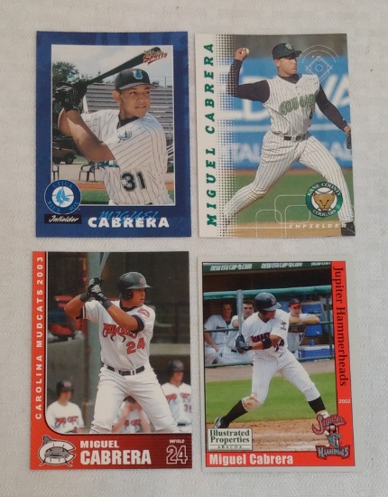 4 Different Minor League Rookie Card RC Lot Miguel Cabrera Miggy Marlins Tigers Utica Mudcats MLB