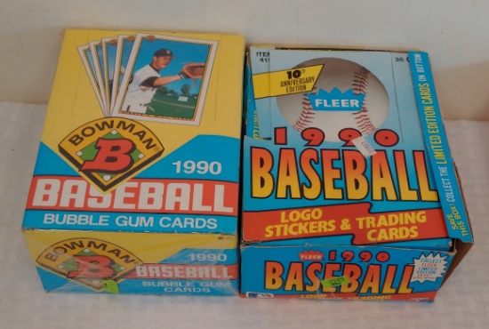 (2) MLB Baseball Wax Box Lot 72 Total Sealed Packs 1990 Bowman Fleer Rookies Stars
