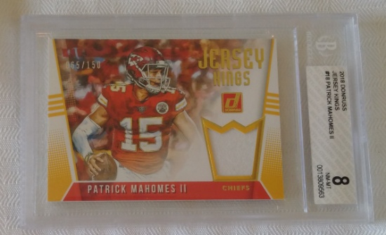 2019 Donruss Jersey Kings Relic Jersey Insert 65/150 Patrick Mahomes Chiefs BGS GRADED 8 NFL NM-MT