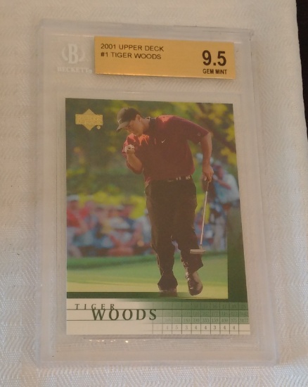2001 Upper Deck PSA Golf #1 Tiger Woods BGS GRADED 9.5 GEM MINT PGA Tour Subs 9.5 & 9