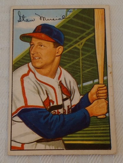 Vintage 1952 Bowman MLB Baseball Card #196 Stan Musial Cardinals HOF Centered Nice Color