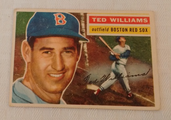 Vintage 1956 Topps MLB Baseball Card #5 Ted Williams Red Sox HOF Nicely Centered White Back