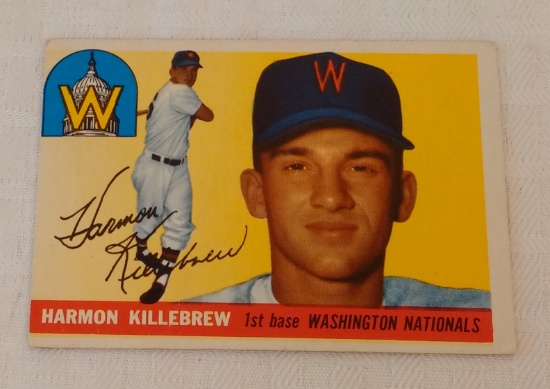 Vintage 1955 Topps MLB Baseball Rookie Card RC #124 Harmon Killebrew Twins HOF Nice Color No Creases