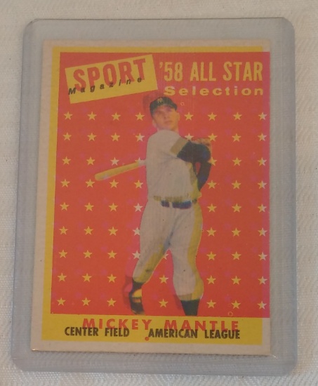 Factory Error 1/1? Vintage 1958 Topps Baseball All Star #487 Mickey Mantle Yankees Double Exposure