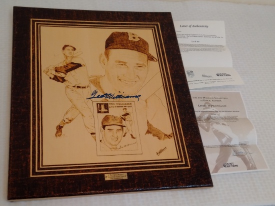 Ted Williams Autographed Signed Wooden Display Woodburner Hot Iron Original COA JSA Red Sox 20x24