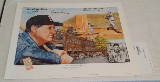 Ted Williams Autographed Signed 22x27 Lithograph Poster Lewis Watkins 43/521 Inscriptions Red Sox