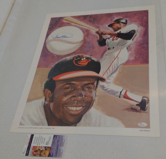 Frank Robinson Autographed Signed 18x24 Lithograph Poster Orioles JSA COA HOF MLB Baseball