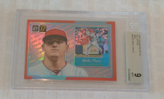 2017 Donruss Optic MLB Baseball Card Red Prizm Mike Trout Angels 34/99 BGS GRADED 9 MINT