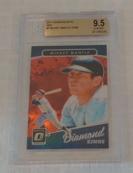 2017 Donruss Optic MLB Baseball Card Diamond Kings Red Prizm Mickey Mantle 36/99 BGS GRADED 9.5 GEM