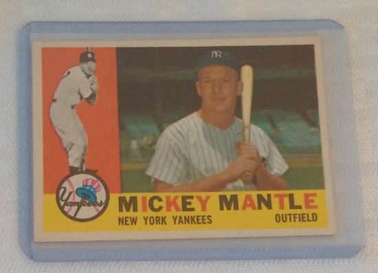 Vintage 1960 Topps Baseball Card #350 Mickey Mantle Yankees HOF Solid Condition Gradeable? Centered
