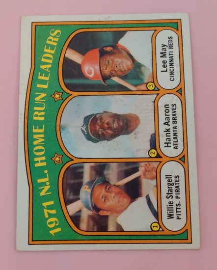 Vintage 1972 Topps MLB Baseball Home Run Leader Card #89 Stargell Aaron May