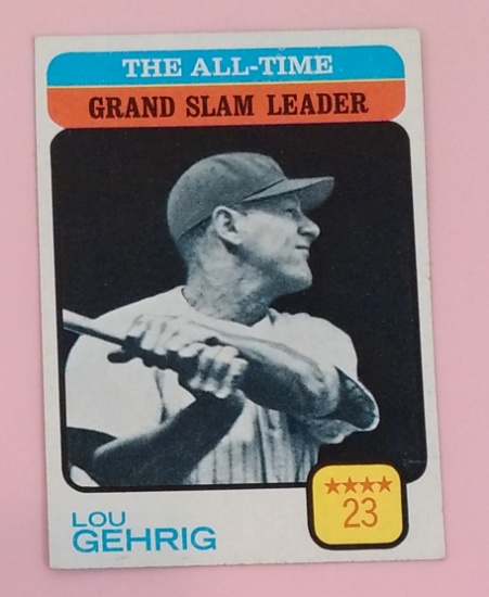 Vintage 1973 Topps MLB Baseball Card #472 Lou Gehrig Yankees HOF Grand Slam Leader