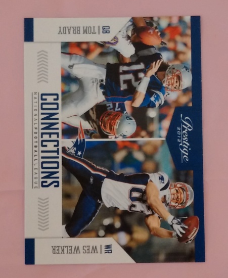 2012 Panini Prestige NFL Football Insert Card Connections #1 Patriots Tom Brady Wes Welker
