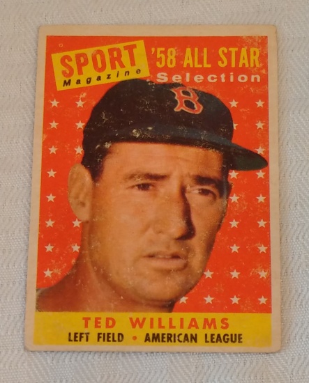 Vintage 1958 Topps MLB Baseball All Star Card #485 Ted Williams Red Sox HOF