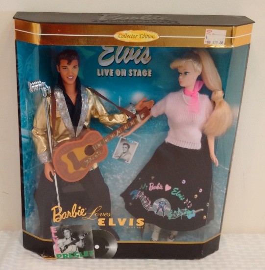 1996 Mattel Barbie Love Elvis Doll Set MIB Gift Set Live On Stage Opened Taped