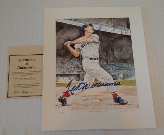 Vintage Artist Print 11x14 Autographed Signed Ted Williams 32/100 Mike Ross DM COA Red Sox HOF