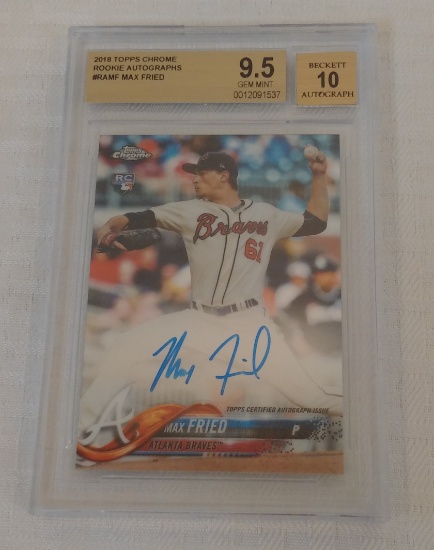 2018 Topps Chrome Rookie Autograph Insert Card Max Fried Braves RC BGS GRADED 9.5 GEM Auto 10 MLB