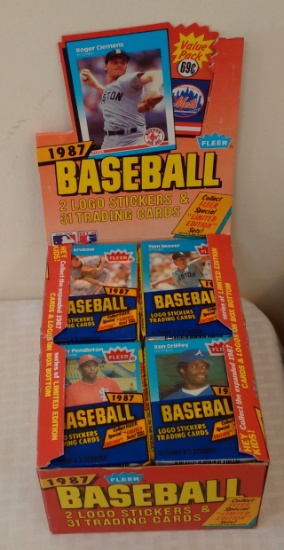 1987 Fleer MLB Baseball Card Cello Pack Wax Box 24 Factory Sealed Packs Stars Rookies HOFers