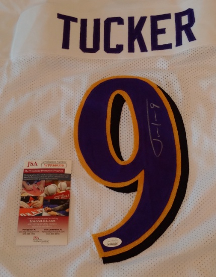 Justin Tucker Autographed Signed Custom Stitched Ravens NFL Football Jersey JSA COA XL Kicker