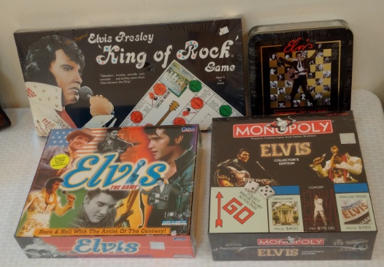 4 Brand New Sealed  Elvis Presley Game Lot 1978 Board Checkers Tin Monopoly Collector's Edition