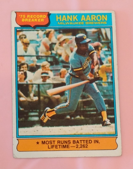 Vintage 1976 Topps MLB Baseball Record Breaker Card #1 Hank Aaron Braves HOF