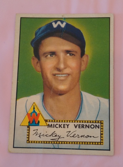 Vintage 1952 Topps MLB Baseball Card #106 Mickey Vernon Senators Centered Creased