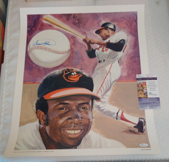 Frank Robinson Autographed Signed 18x24 Litho Poster Orioles Reds HOF JSA COA MLB Baseball