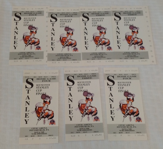 7 Vintage Original 1992 Stanley Cup Finals Unused Ticket Lot Tickets Penguins Lemiuex Jagr Barrasso