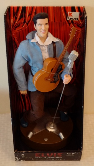 Elvis Presley Music Animation Figure Statue Here Comes Santa Claus Blue Suede Shoes MIB 16''