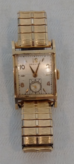 Vintage Hamilton Wrist Watch 14k Gold USA Working Mid Century