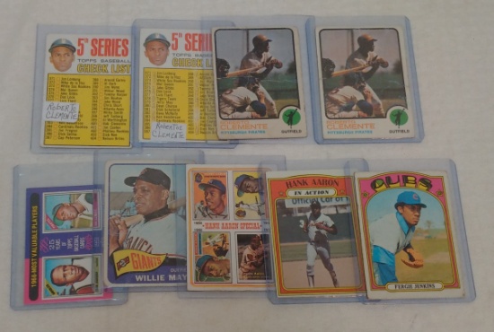 Vintage Topps MLB Baseball Mega Star HOF Card Lot 1960s 1970s Aaron Clemente 1965 Mays 1972 Fergie