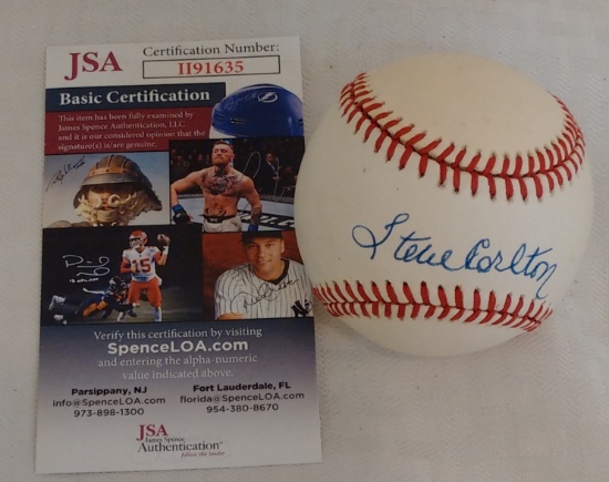 Steve Carlton Autographed Signed ROMLB Baseball Phillies HOF JSA COA Cardinals MLB