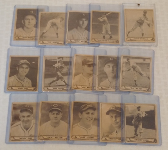 15 Vintage 1940 MLB Baseball Playball B/W Card Lot