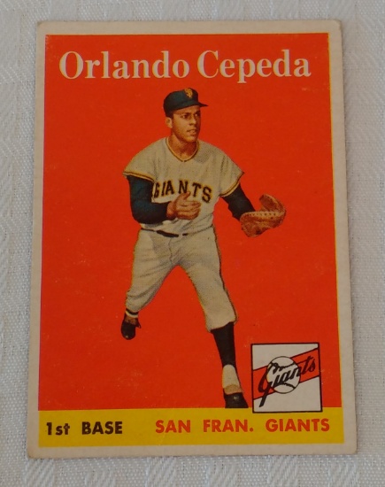 Vintage 1958 Topps MLB Baseball Rookie Card #343 Orlando Cepeda Giants RC