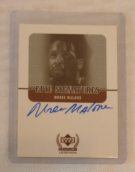 1999 Upper Deck Century Legends Epic Signatures NBA Basketball Auto Insert Moses Malone Sixers HOF