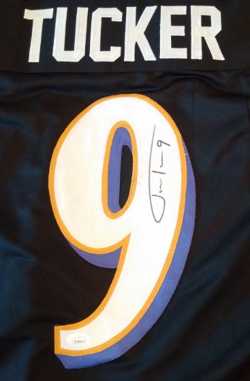 Justin Tucker Autographed Signed Custom Stitched NFL Ravens Jersey Signed Twice JSA Sticker Only XL