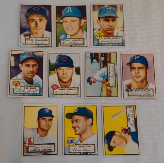 10 Different Vintage 1952 Topps MLB Baseball Card Lot Solid Overall Conditions