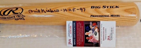 Phil Niekro Autographed Signed MLB Full Size Baseball Bat Rawlings JSA COA HOF Inscription Braves