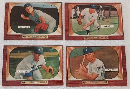 4 Vintage 1955 Bowman MLB Baseball Card Lot Yankees Coleman Morgan High Byrne Cerv