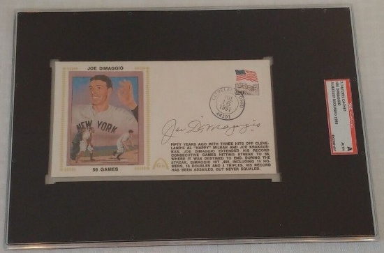 Joe DiMaggio Yankees SGC Autographed Signed Cachet Envelope Slabbed HOF MLB Baseball
